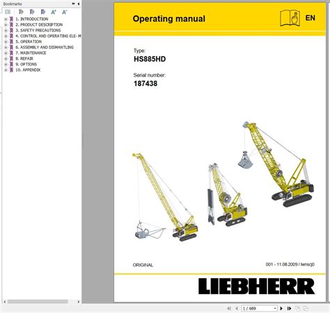 Liebherr Hs Hd Crawler Crane Technical Information Parts