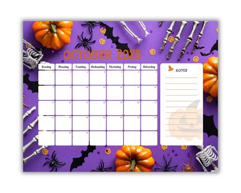 October 2023 Calendar Printable Halloween Calendar 2023 October Printable Calendar October ...