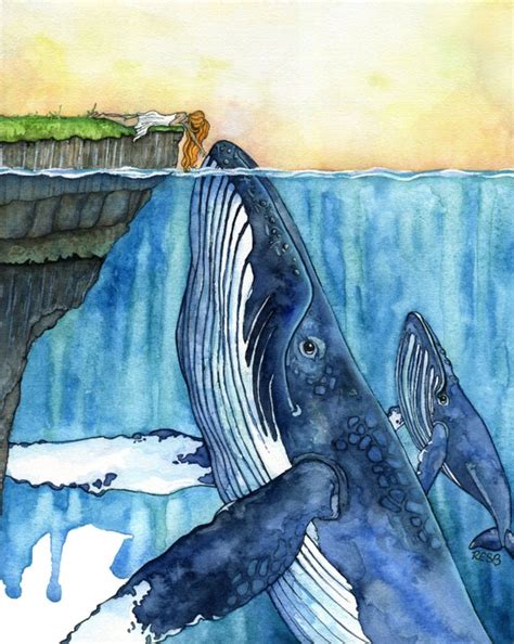 Whale Art Watercolor Painting Whale Painting Whale and - Etsy