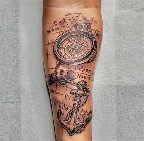 Compass Tattoo With Anchor