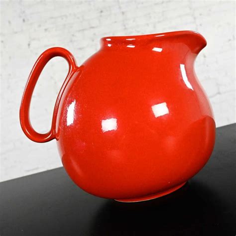 Vintage Solid Colours Red Pitcher By Waechtersbach Germany Blue