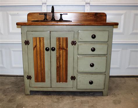 Rustic Farmhouse Vanity Copper Sink 42 Sage Green Bathroom