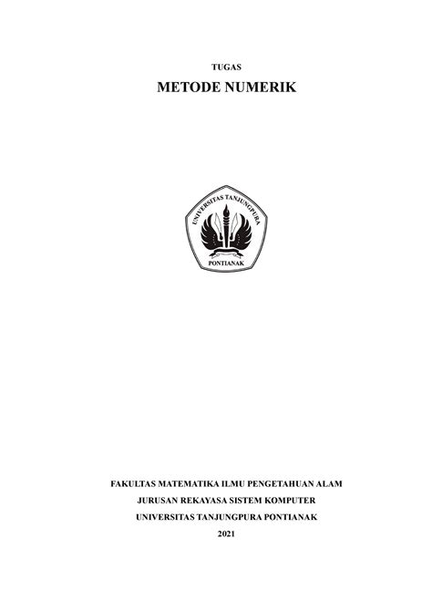 Mata Kuliah Metode Numerik TUGAS METODE NUMERIK FAKULTAS MATEMATIKA