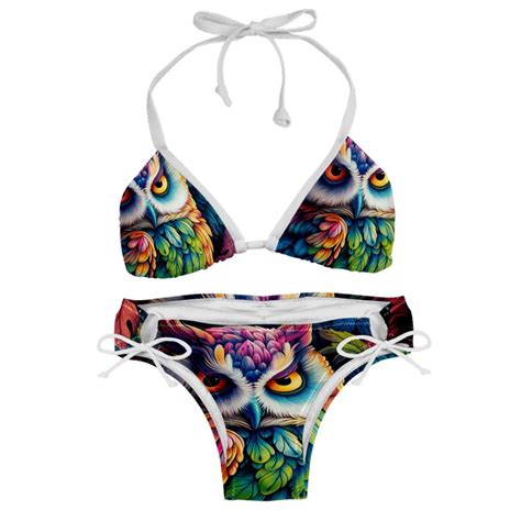 Owl Detachable Sponge Adjustable Strap Bikini Set Two Pack Ideal For