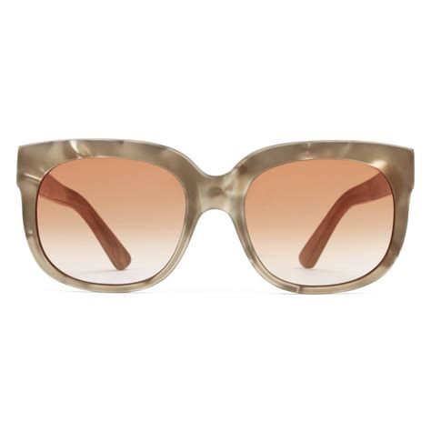 Gucci Square Rectangular Frame Acetate Sunglasses Pearl Acetate With Taupe Varnish Gucci