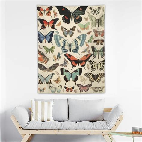 Onetech Retro Butterfly Tapestry Colorful Various Butterflies Vintage