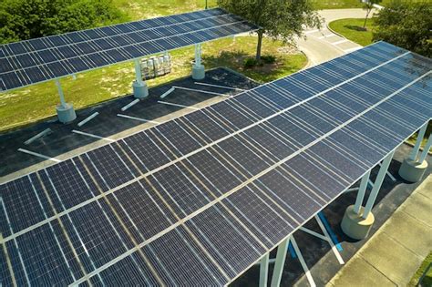 Premium Photo Aerial View Of Solar Panels Installed As Shade Roof