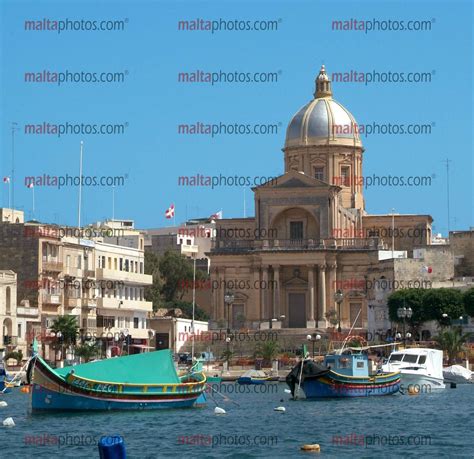 Kalkara Parish Church Boats Luzzu Sea - Malta Photos