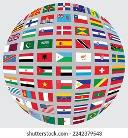 Vector Flag Different Countries Earth Shape Stock Vector (Royalty Free ...