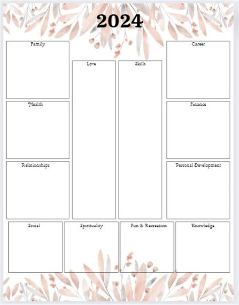 2024 Vision Board Printable Template, 2024 Goal Planning, Manifest Your ...