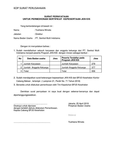 Detail Contoh Surat Permohonan Sertifikat Bpjs Kesehatan Koleksi Nomer 8