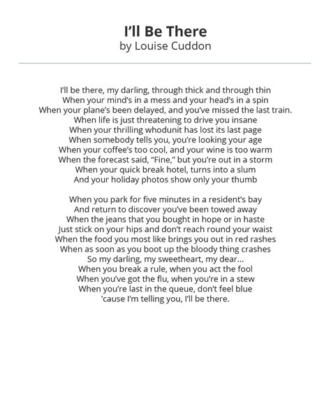 Ill Be There By Louise Cuddon Wedding Reading Love Poems Wedding