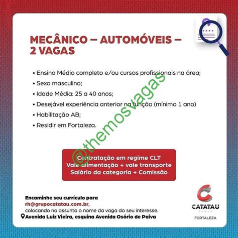 Mecânico De Automóveis Fortaleza Ce 01 Vagas Themos Vagas