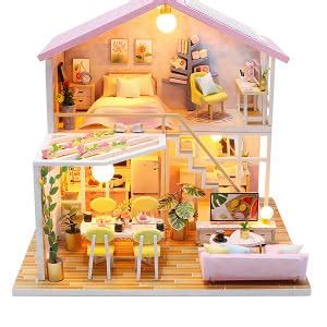 Gudoqi Diy Maison Miniature D Maison Poupee Bois Kit Avec Meubles Et