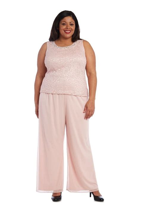 Randm Richards Women S Plus Size Beaded Neck 3 Piece Long Pant Set Ebay