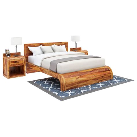 Rebecca Solid Wood Curved Platform Bed