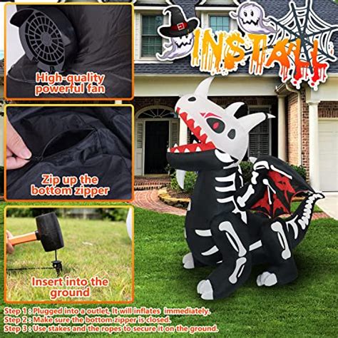 Rocinha Halloween Inflatables Skeleton Dragon Ft Halloween Blow Up