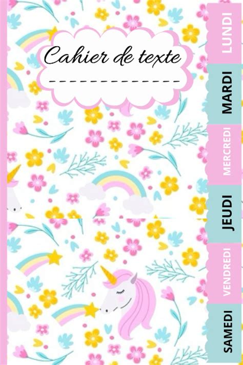 Amazon Fr CAHIER DE TEXTE Cahier De Texte Fille Licorne Pour La