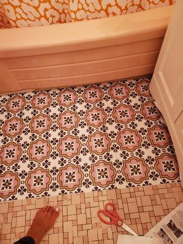 How To Cover Ugly Mosaic Tile Floors The Easy Renter Friendly Way