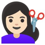 Woman Getting Haircut Light Skin Tone Emoji On Google Noto Color