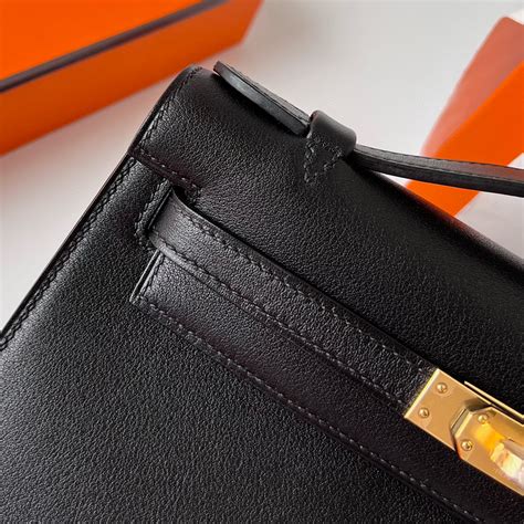 Hermes Mini Kelly Pochette Swift Cc Noir Golden Hardware Herm S