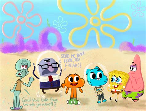 Made A Fanart Where The Characters Of My Two Favourite Shows Meet In Bikini Bottom R Spongebob