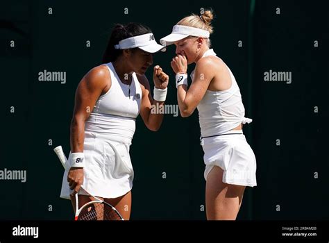 Heather Watson and Harriet Dart (right) during their Ladies Doubles ...