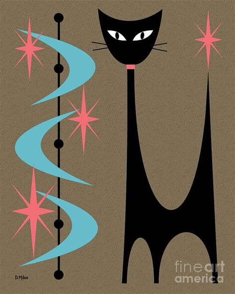 Atomic Cat Turquoise And Pink Digital Art By Donna Mibus Fine Art America