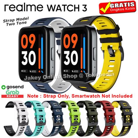 Jual STRAP TALI JAM REALME WATCH 3 REALME WATCH3 MODEL TWOTONE RUBBER