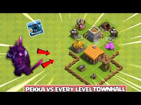 Every Level Townhall Vs Super Pekka Coc Clash Of Clans Youtube