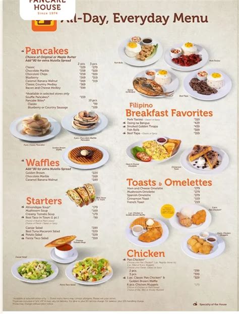 Pancake House Philippines Menu Prices 2024