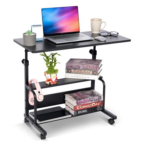 Portable Desk Small Desks for Small Spaces Laptop Table Black Rolling ...