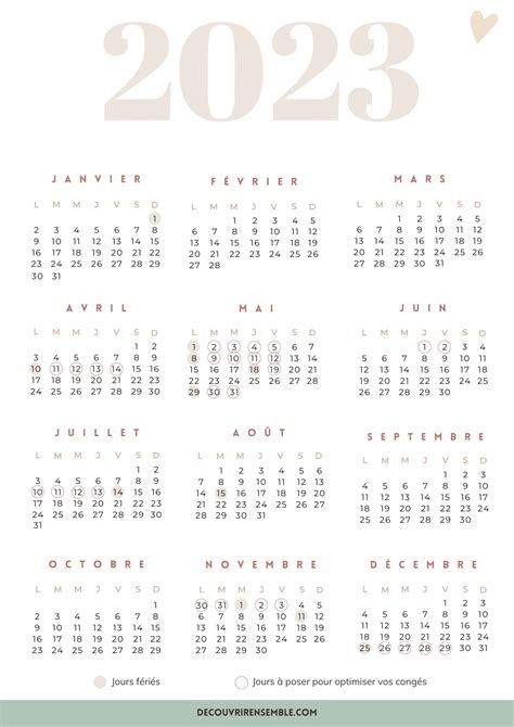 Calendrier Imprimer Avec Jours F Ri S Et Jours Poser