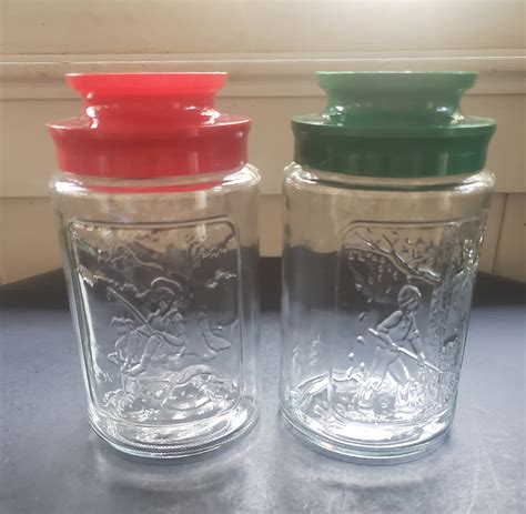 Vintage Anchor Hocking Glass Tang Powder Drink Mix Canister With Lid