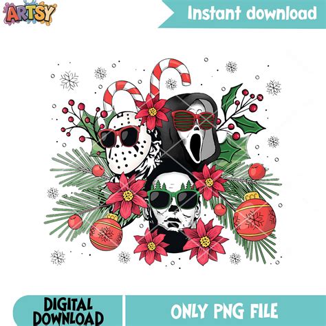 Christmas serial killer crew png, jason voorhees png, ghost face png