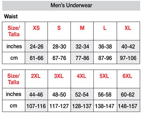 Hanes Size Chart Men