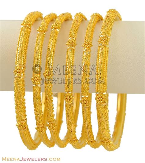 22kt Gold Bangles Set Of 6 Bast9520 22kt Gold Bangles Set Of 6