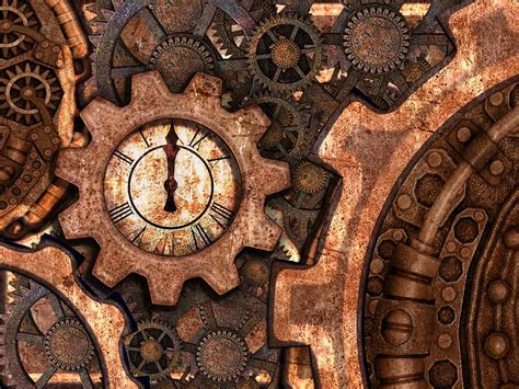 Steampunk Gears Pipes Brass Door Sci Fi Fantasy Mechanical