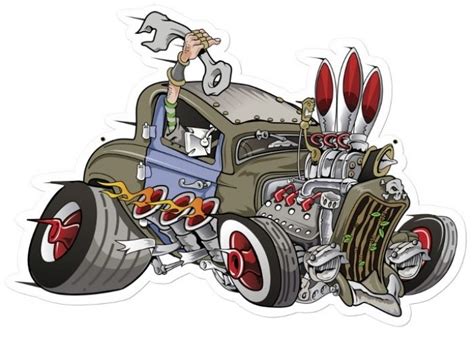 Retro Rat Rod Metal Sign 18 X 13 Inches Rat Rods Truck Cartoon Car Drawing Cool Car Drawings