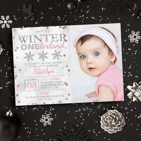 Winter Onederland St Birthday Photo Invitation Zazzle