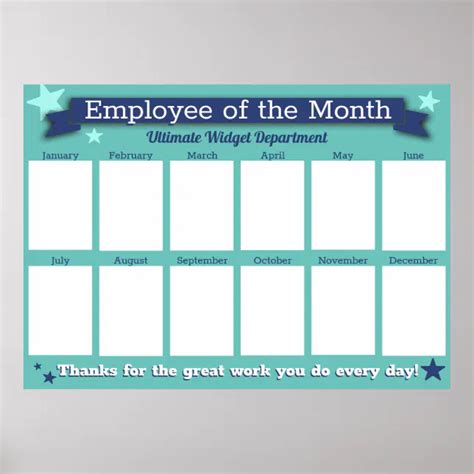 Custom Color Employee Of The Month Photo Display P Poster Zazzle