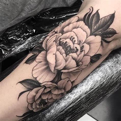 Peony Tattoo Black And Grey