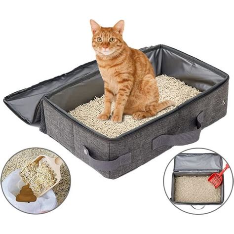 1 Pack Portable Bac à Litière pour Chat Pliable avec Pelle à Litière