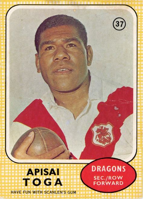 1970 Scanlens Common Card Base 37 Apisai Toga St George Dragons