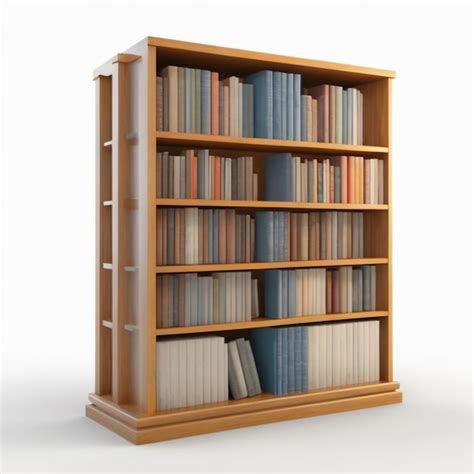 Premium PSD A Wooden Book Shelf With Many Books On It