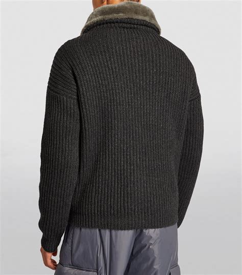 Mens Giorgio Armani Grey Cashmere Funnel Neck Sweater Harrods