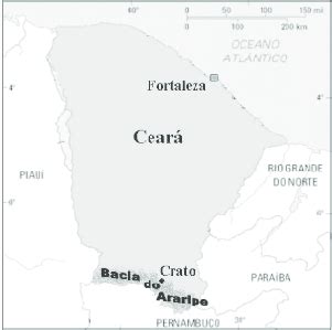 Mapa Que Localiza A Bacia Sedimentar Do Araripe Sul Do Estado Do Cear