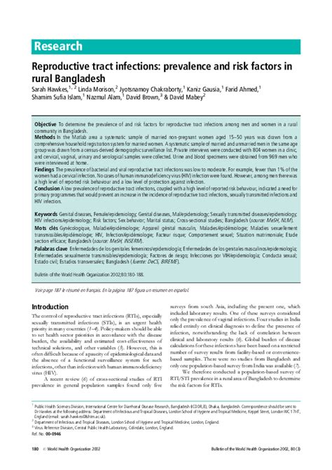 Pdf Reproductive Tract Infections Prevalence And Risk Factors In