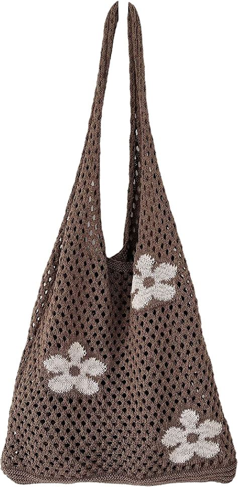 Kukuzhu Fairycore Crochet Tote Bag Y K Grunge Knitted Shoulder Bag