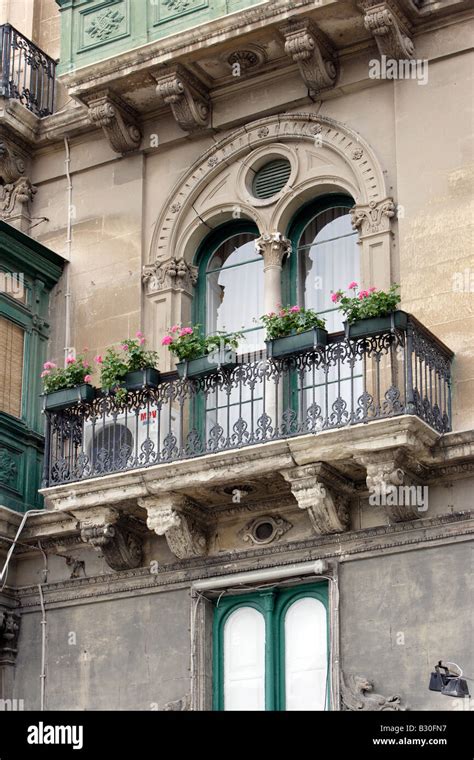 Maltese architecture, Valletta, Malta Stock Photo - Alamy